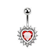 Banana silver heart with crystal heart red