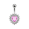 Banana silver heart with crystal heart pink