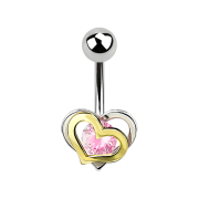 Banane silber Herz in Herz Kristall pink