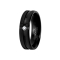 Ring black grooved with crystal