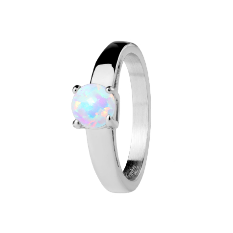 Ring silver with white opal