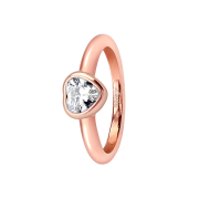 Bague en or rose avec cristal de cœur