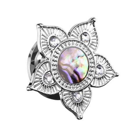 Flesh Plug Triabl fleur avec ormeau et cristal