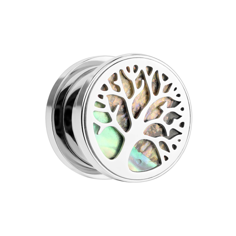 Flesh Plug Baum des Lebens mit Abalone