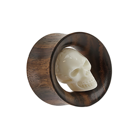 Flared tunnel sono wood with skull made from water buffalo bone