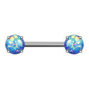 Barbell mit zwei Opal Kugeln blau