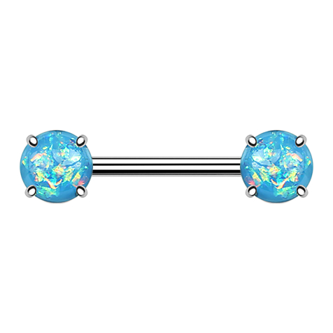 Barbell mit zwei Opal Kugeln aqua