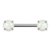 Barbell with two white opal spheres