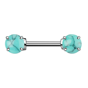 Barbell with two turquoise stone spheres