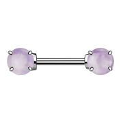 Barbell with two amethyst stone spheres