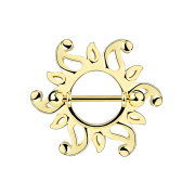 Barbell 14k gold-plated with two ballsTribal sun