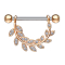 Barbell hanging crystal leaves rose gold