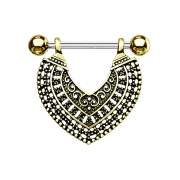 Barbell argent avec deux boules 14k doré vintage...