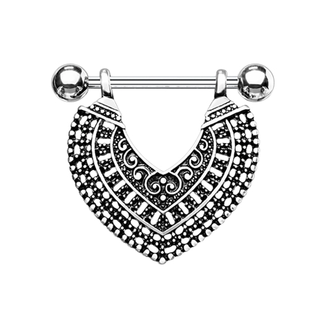 Barbell silver with two balls vintage heart