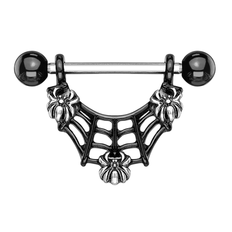 Barbell silver with two balls black three spiders