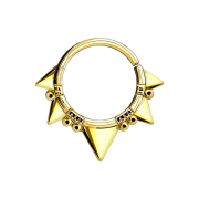 Anneau septum cinq triangles 14k doré