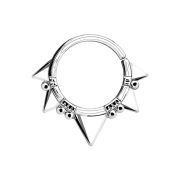 Septum ring five triangles silver