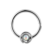 Septum Ring spirale mit Opal weiss