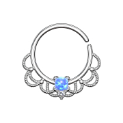 Septum Ring silber filigran mit Opal blau
