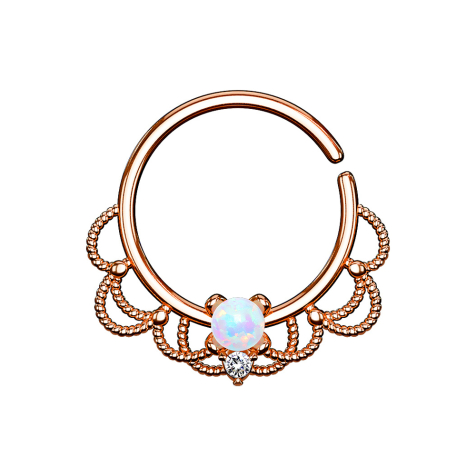 Septum Ring rosegold filigran mit Opal weiss