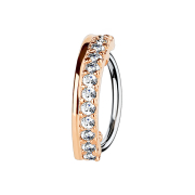 Micro Piercing Ring rosegold halbkreis mit dreizehn Kristallen