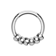 Micro segment ring hinged silver with steel beads silver