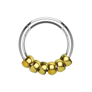 Micro segment ring hinged silver with gold-plated steel...