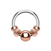 Micro segment ring hinged silver with various rose gold...
