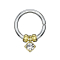 Micro piercing ring silver with crystal pendant and gold-plated steel beads