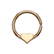 Micro piercing anneau or rose avec coeur