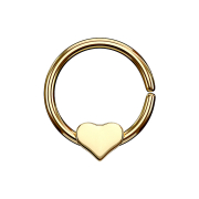 Gold-plated micro piercing ring with heart