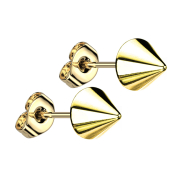 Gold-plated stud earrings with cone