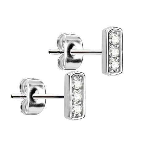 Boucles doreilles argent barre avec trois cristaux