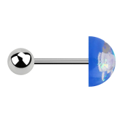 Micro Barbell argent avec boule et glitter dôme bleu