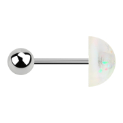 Micro barbell silver with ball and glitter dome white