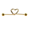Gold-plated heart barbell with two titanium-coated balls