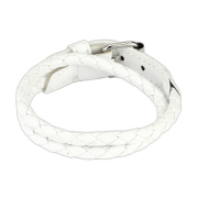 Leather bracelet with twisted band and white buckle