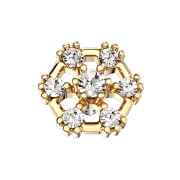 Dermal Anchor gold-plated hexagon with crystal