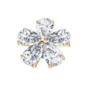 Gold-plated dermal anchor flower with crystal drops