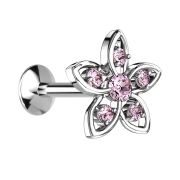 Micro UFO labret internal thread silver with flower and...