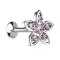 Micro UFO labret internal thread silver with flower and crystal pink