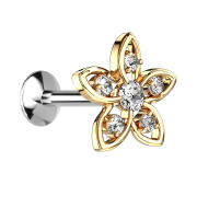 Micro UFO labret internal thread gold-plated with flower...