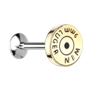 Micro UFO Labret Innengewinde vergoldet mit Patrone Kugel