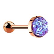 Micro Barbell or rose avec pierre Druse violette