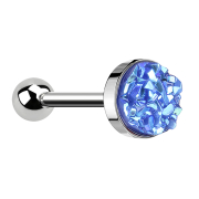 Micro barbell silver with dark blue druse stone