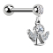 Micro barbell silver with ball and angel pendant