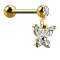 Micro Barbell doré 14k avec boule et pendentif papillon