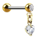 Micro Barbell doré 14k avec boule et pendentif coeur