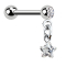 Micro Barbell argent avec boule et pendentif étoile de cristal argent