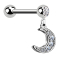 Micro Barbell argent avec boule et pendentif demi-lune